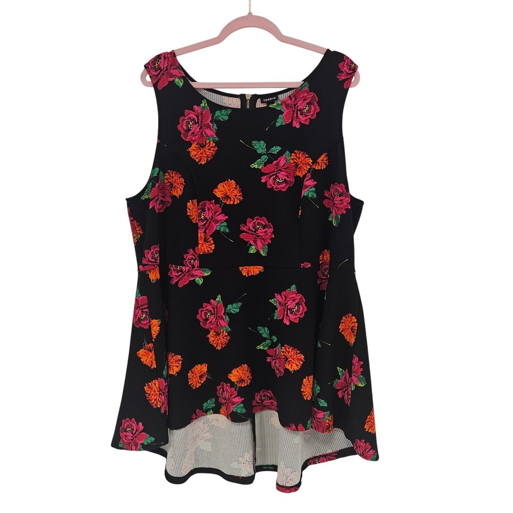 Torrid Floral High Low Skater dress SZ 3X mini dark fairycore Dark Romantic‎